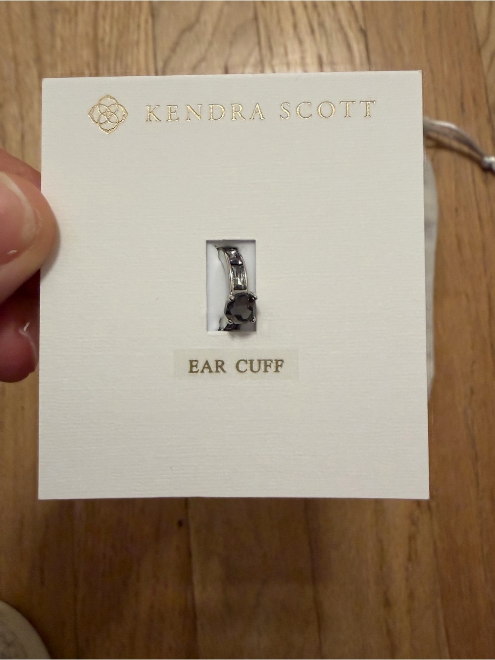 Kendra Scott Silver Ear Cuff with Black Stone Accent